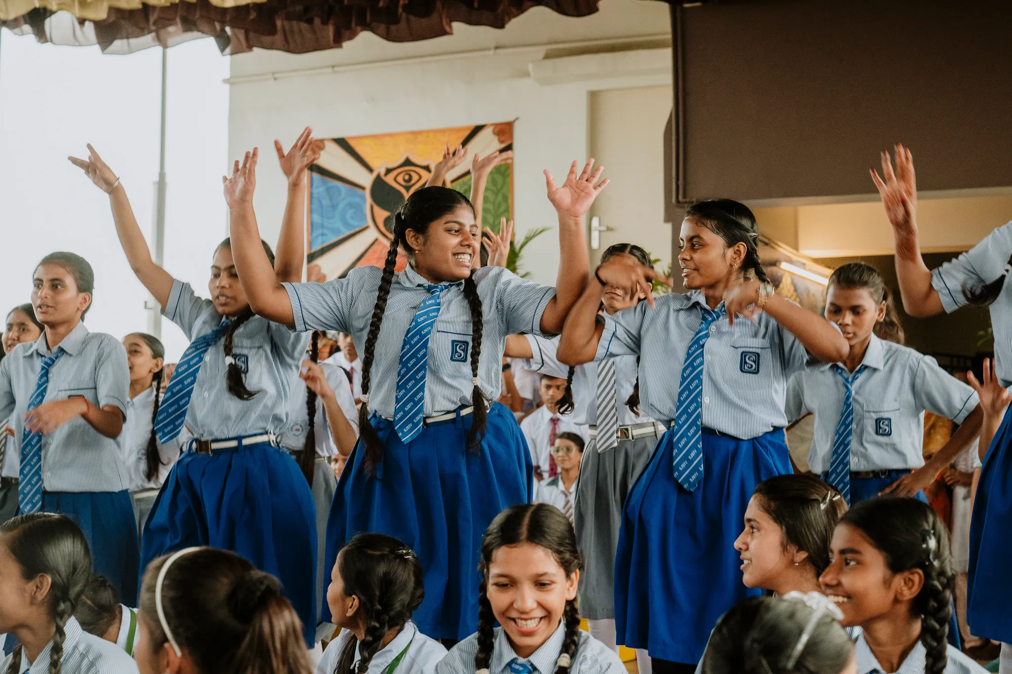 Students at the Tomorrowland Foundation Music & Arts School in Kolkata, India